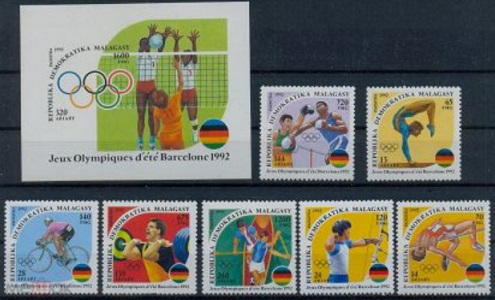 Set of stamps " Summer Olympic games. Barcelona 1992", 1992, Madagascar | Hobby Keeper Articles