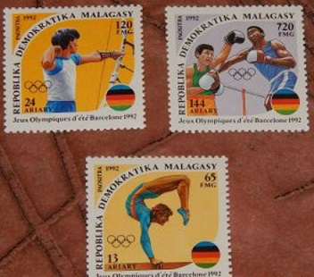 Postage stamps "Olympic games in Barcelona", 1992, Madagascar Republic | Hobby Keeper Articles